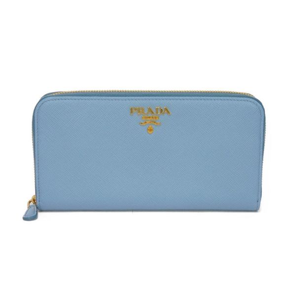 Prada Blue Leather Saffiano Around Wallet Zip - Picture 2 of 12